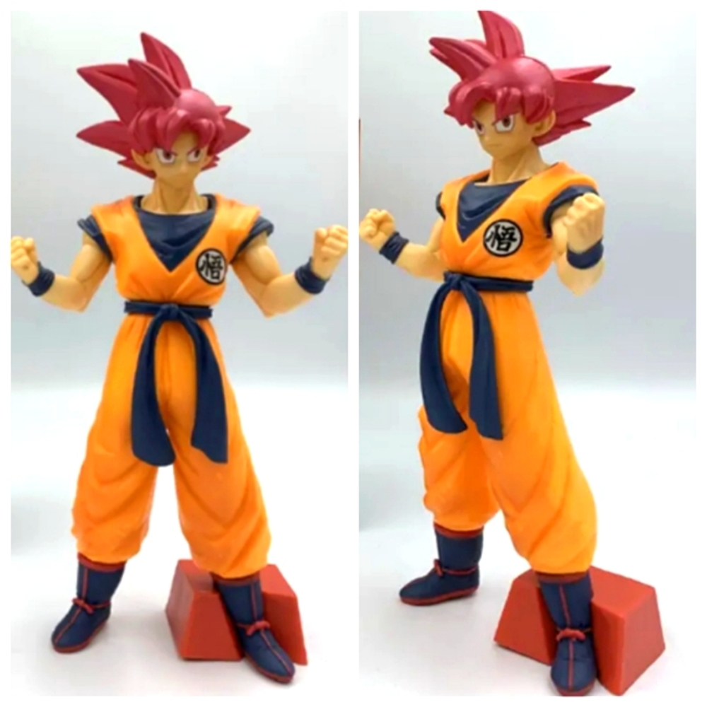 Dragon Ball Z Super Saiyan Red Hair Goku Squat Model Action Figure Box ~9